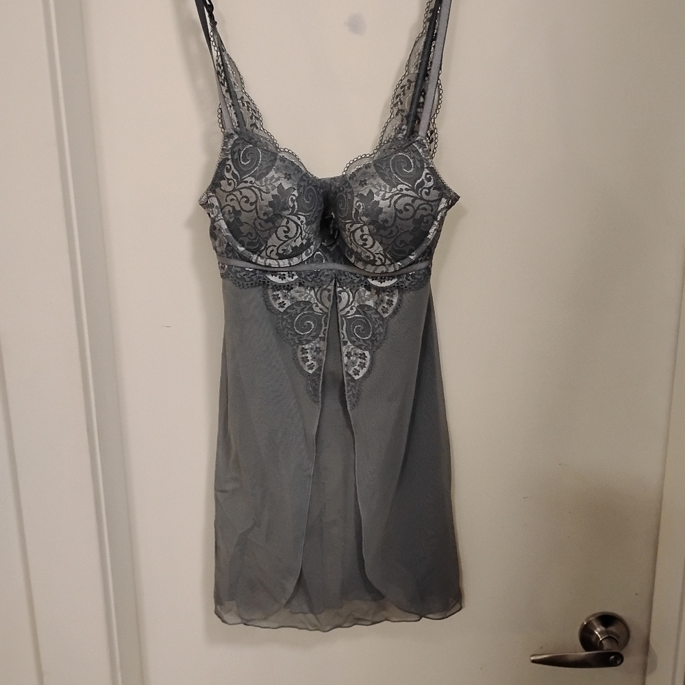 Elegant Gray Lace Chemise